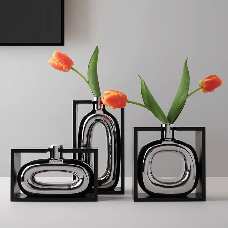 Déco Vase Argenté Design