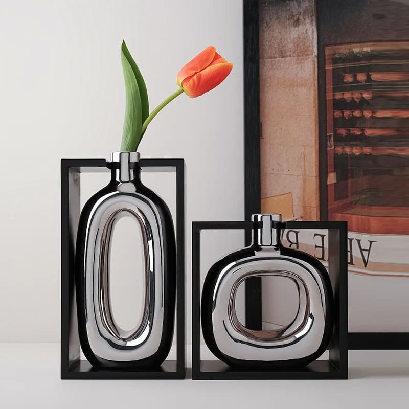 Déco Vase Argenté Moderne