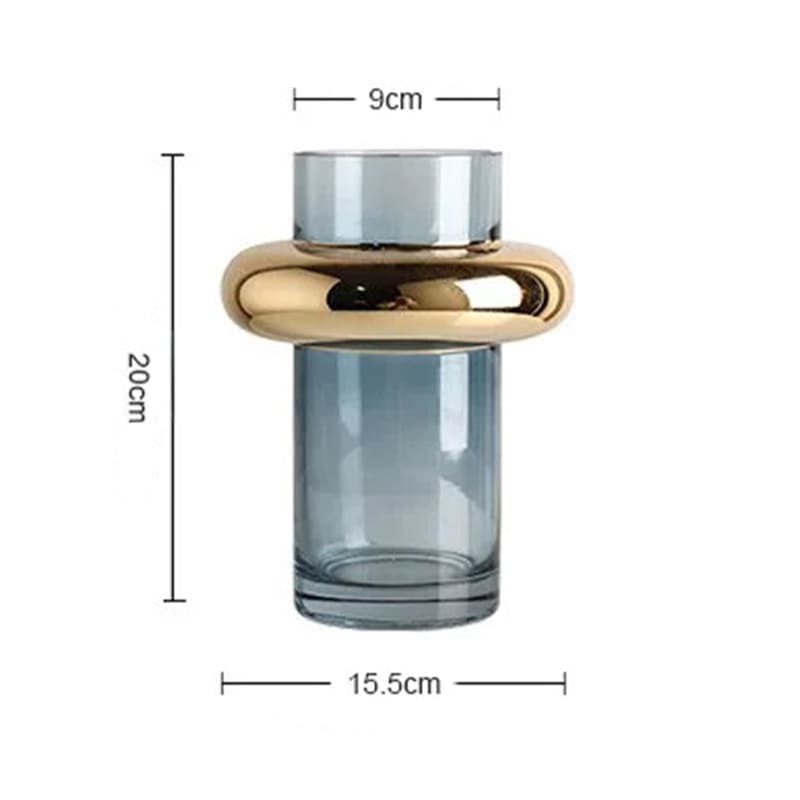 Déco Vase en Verre Transparent Bleu