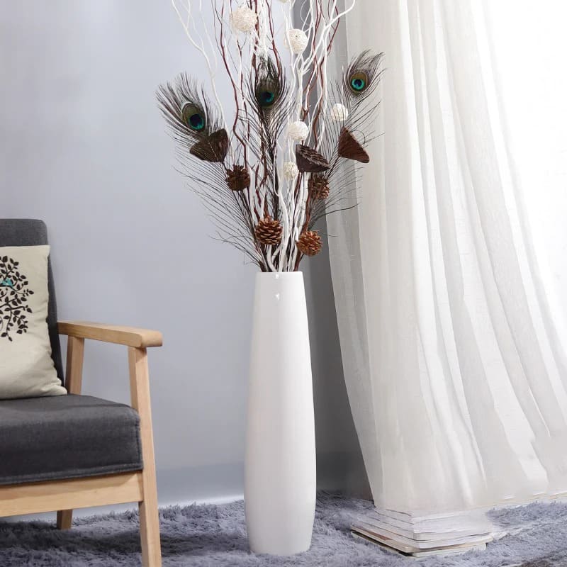 Grand Vase Blanc à Poser au Sol Céramique
