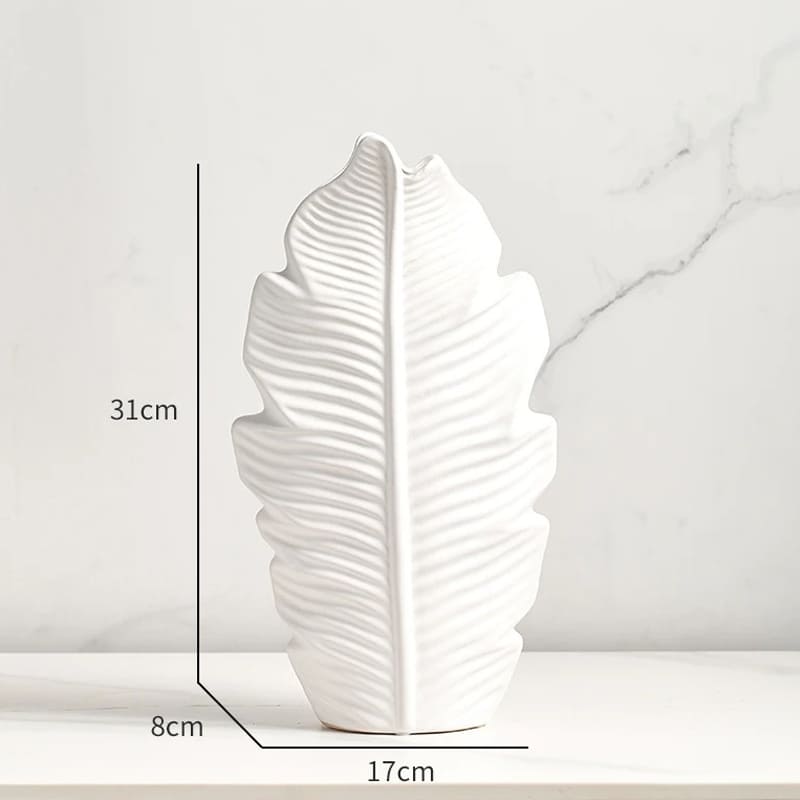 Grand Vase Feuille Blanc