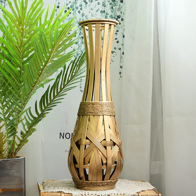 Grand Vase à Poser au Sol en Bambou 59cm