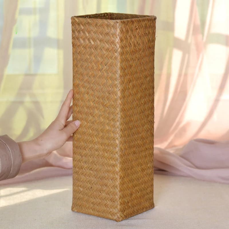 Grand Vase en Bambou Beige