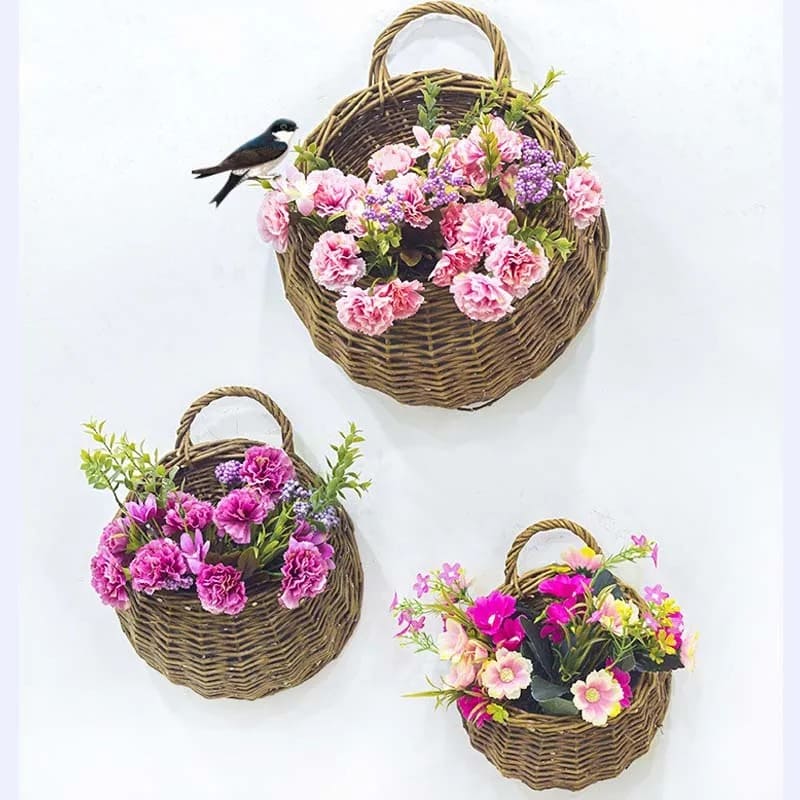 Panier Mural Osier Fleur