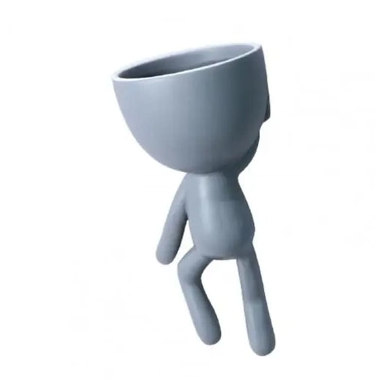 Petit Pot de Fleur Mural Gris