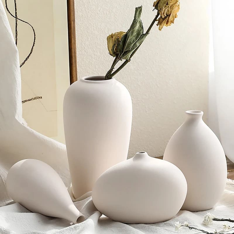 Petit Vase Céramique Blanc Moderne Design