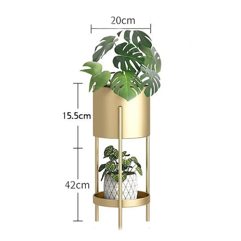 Porte Plante avec Cache-Pot Doré 52cm