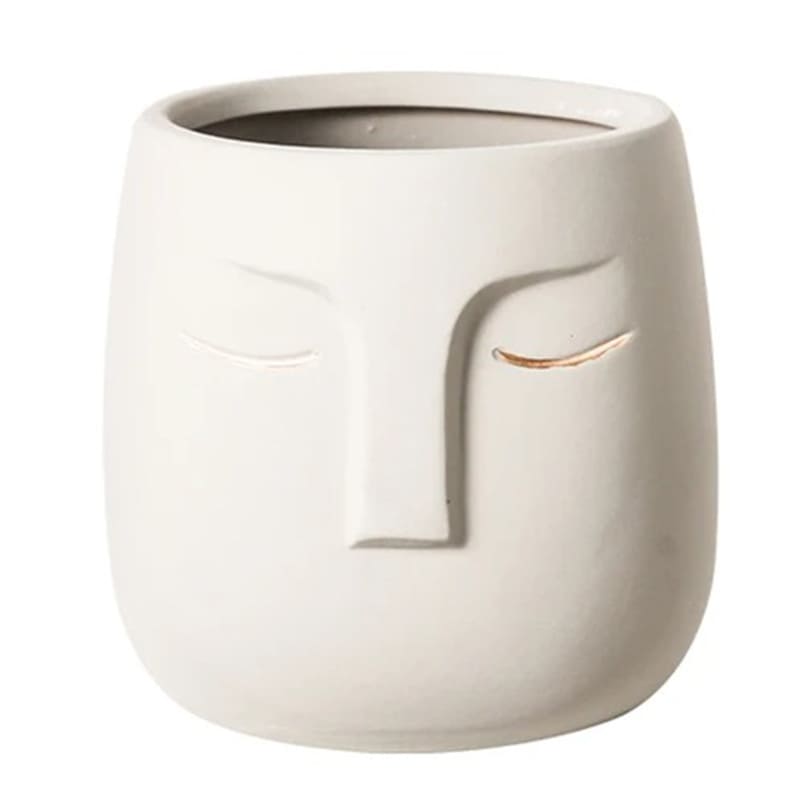 Pot de Fleur Visage Blanc