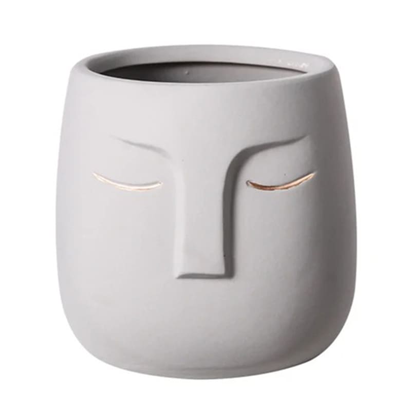 Pot de Fleur Visage Gris
