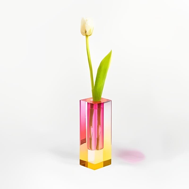 Vase Acrylique Rectangulaire Jaune