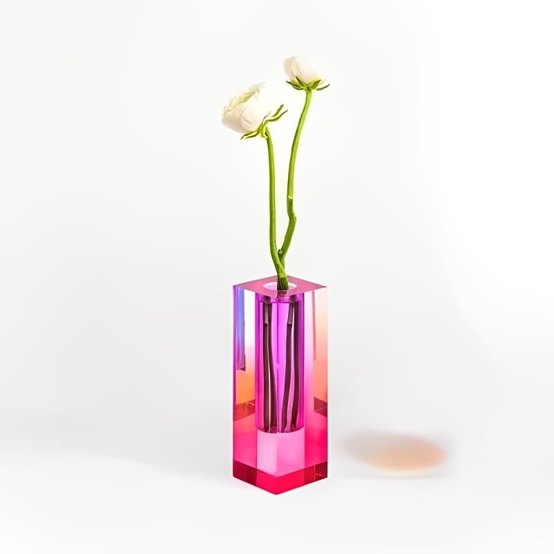 Vase Acrylique Rectangulaire Rose
