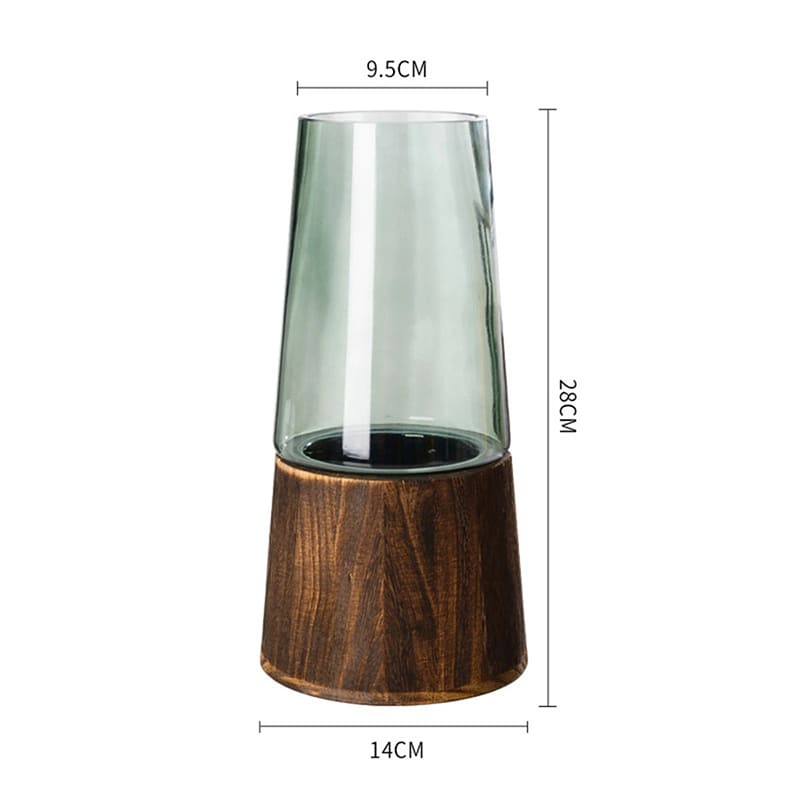 Vase Bois et Verre 28cm
