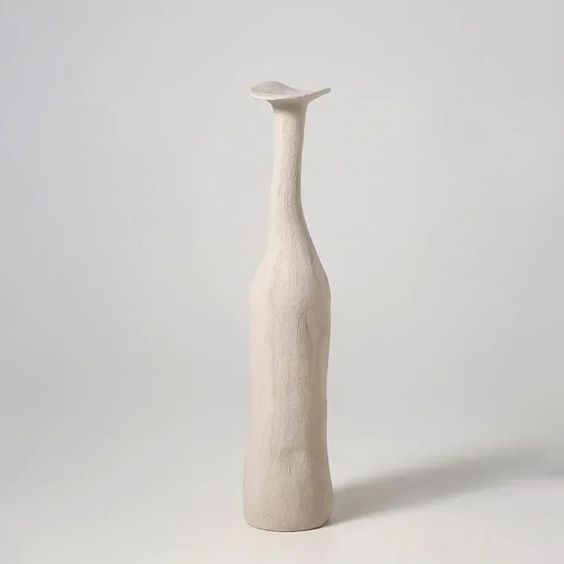 Vase Bouteille Terre Cuite Blanc