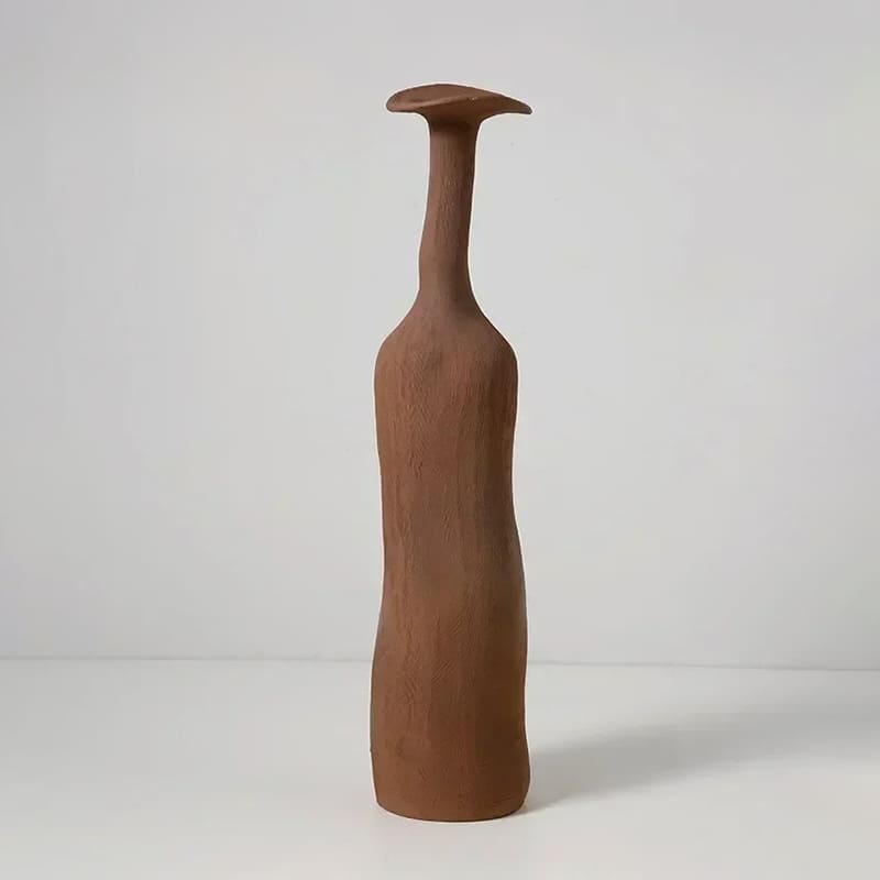 Vase Bouteille Terre Cuite Marron