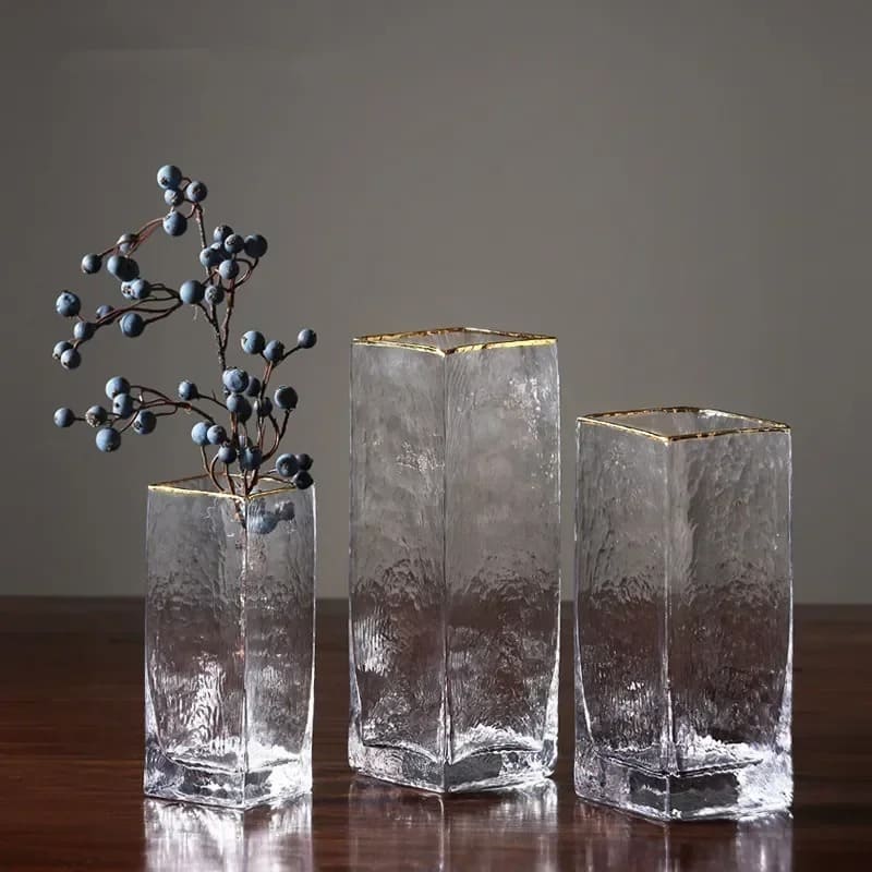 Vase Carré en Verre Transparent