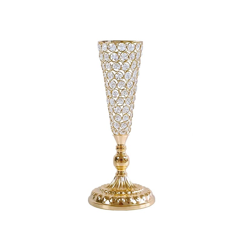 Vase Centre de Table Mariage Or 37cm