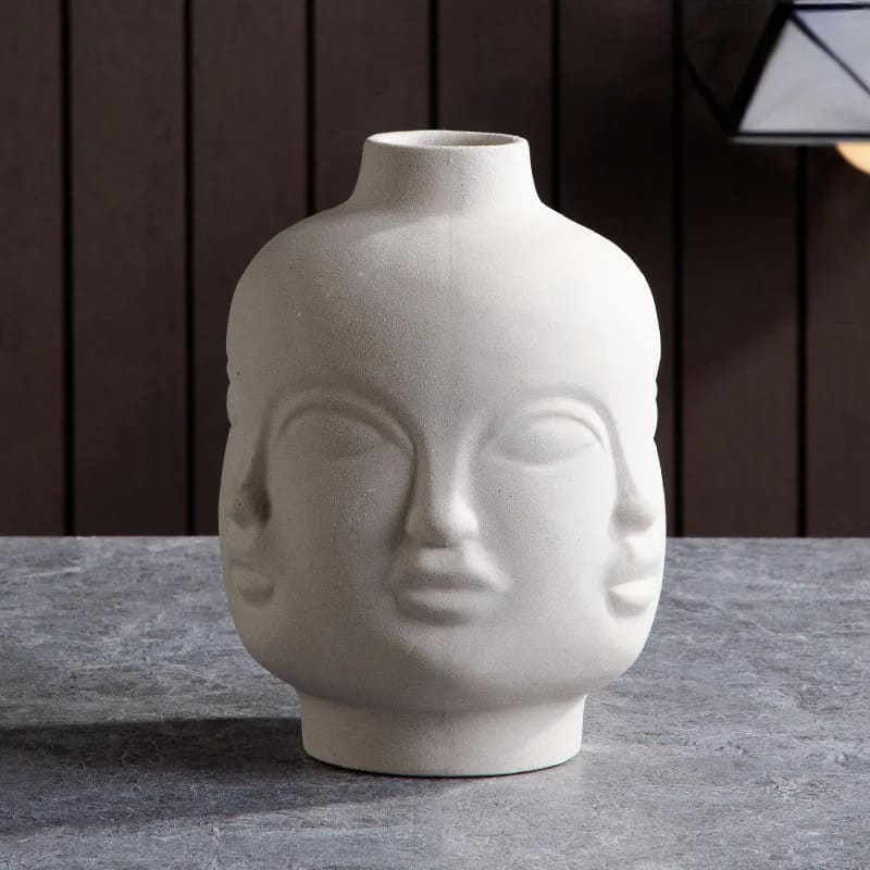Vase Céramique Visage Beige