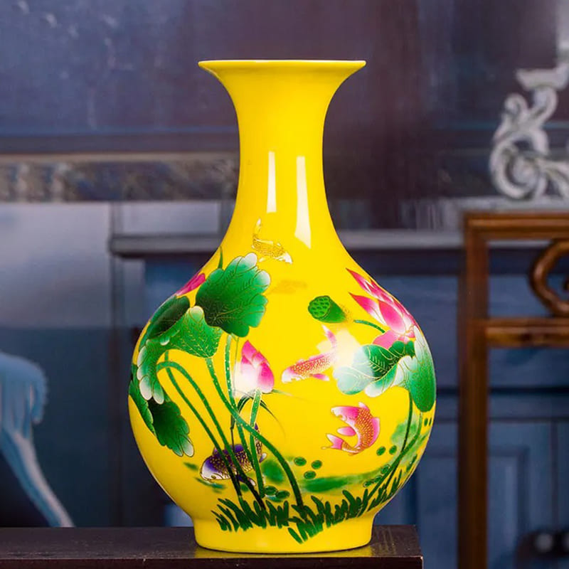 Vase Chinois Décor Oiseaux Poisson