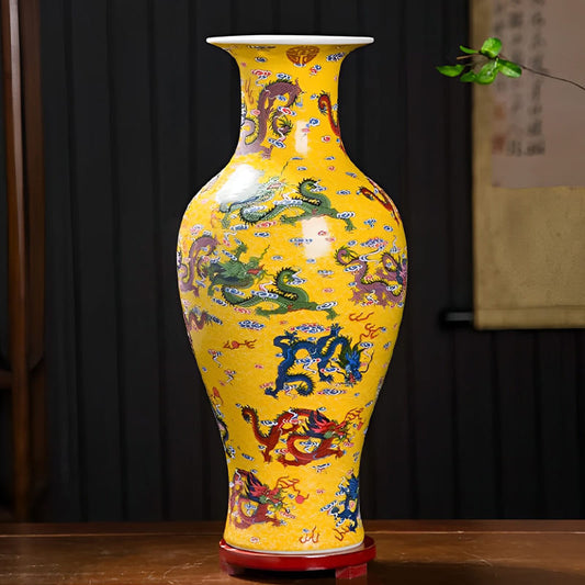 Vase Chinois Dragon Jaune