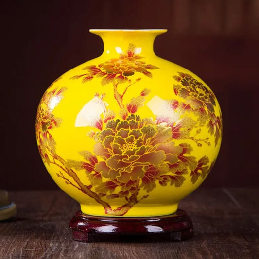 Vase Chinois Jaune Rond