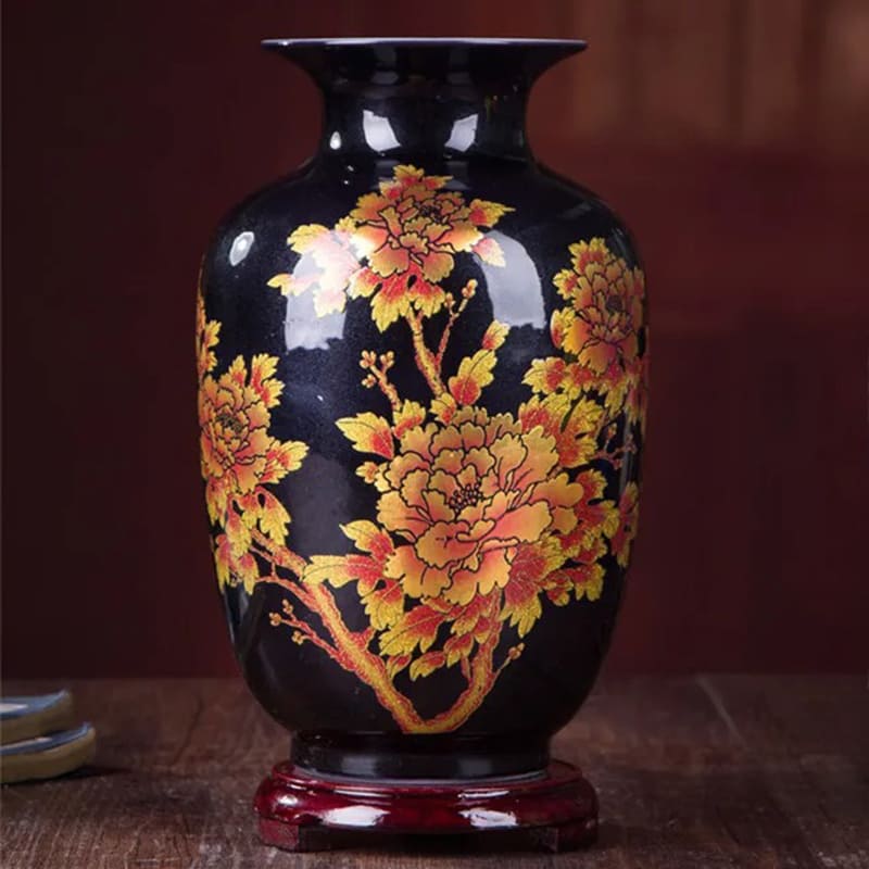 Vase Chinois Noir Porcelaine
