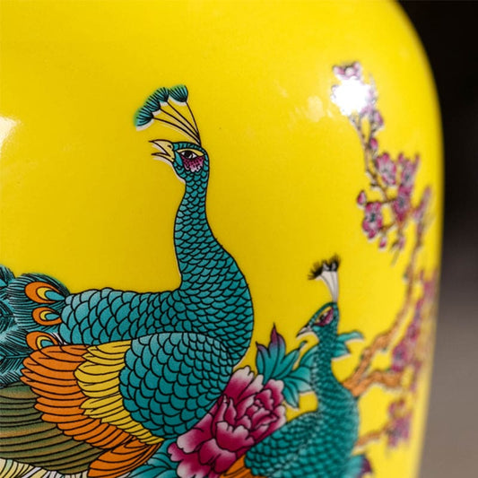 Vase Chinois Paon Jaune