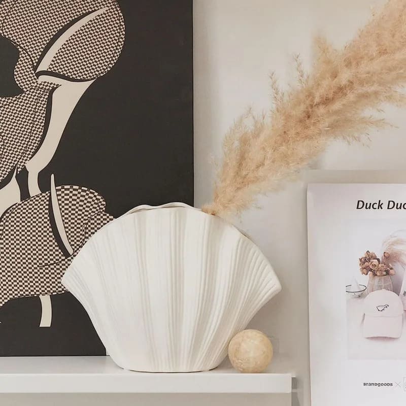 Vase Coquillage Blanc Céramique