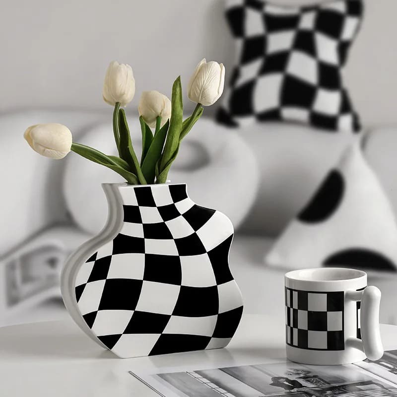 Vase Damier Céramique