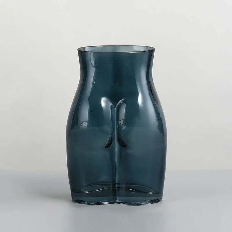 Vase Fesses en Verre Bleu Foncé