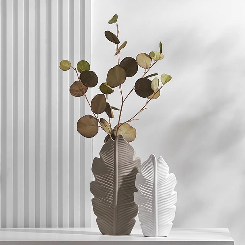 Vase Feuille Blanc Original