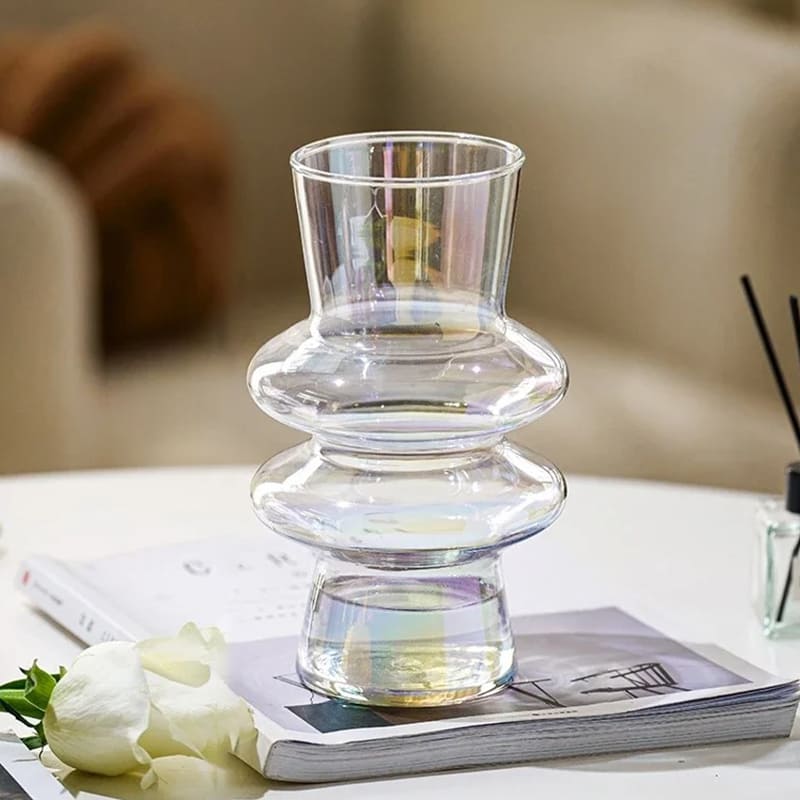 Vase Fleur Transparent Art en Ciel