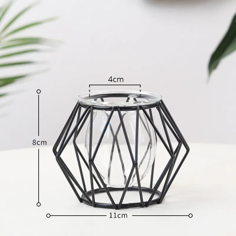 Vase Hydroponique Fer Forgé Noir