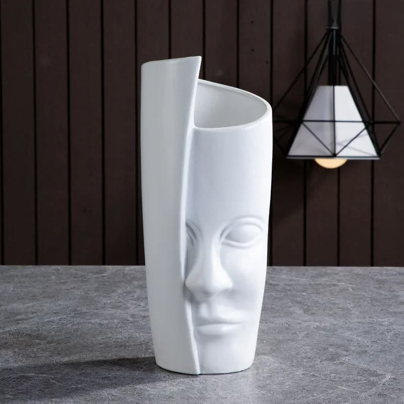 Vase Original Visage Blanc