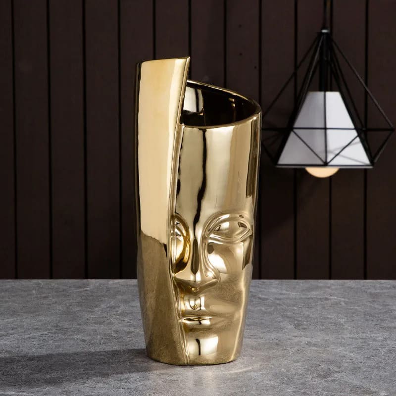 Vase Original Visage Or