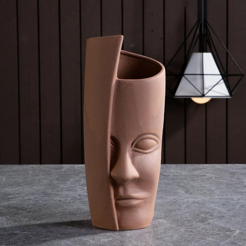 Vase Original Visage Terre Cuite