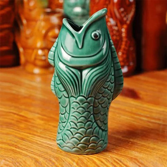 Vase Poisson Bleu-Vert