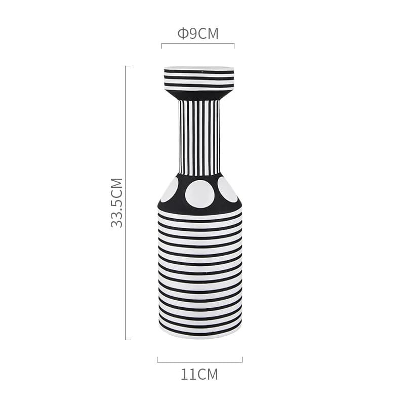 Vase Rayé Noir et Blanc Design