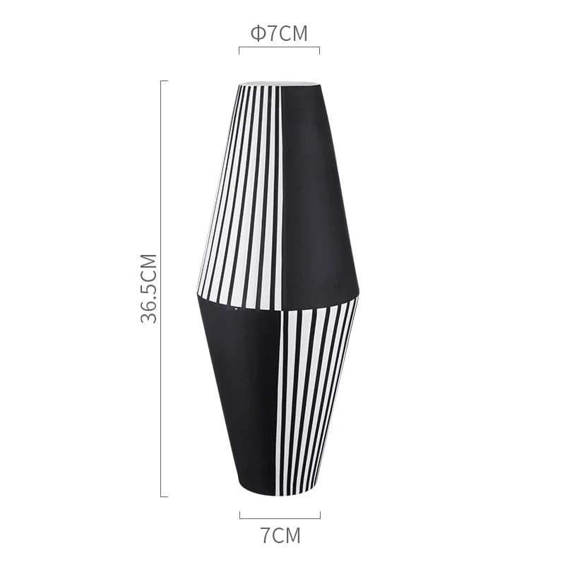 Vase Rayé Noir et Blanc Grand