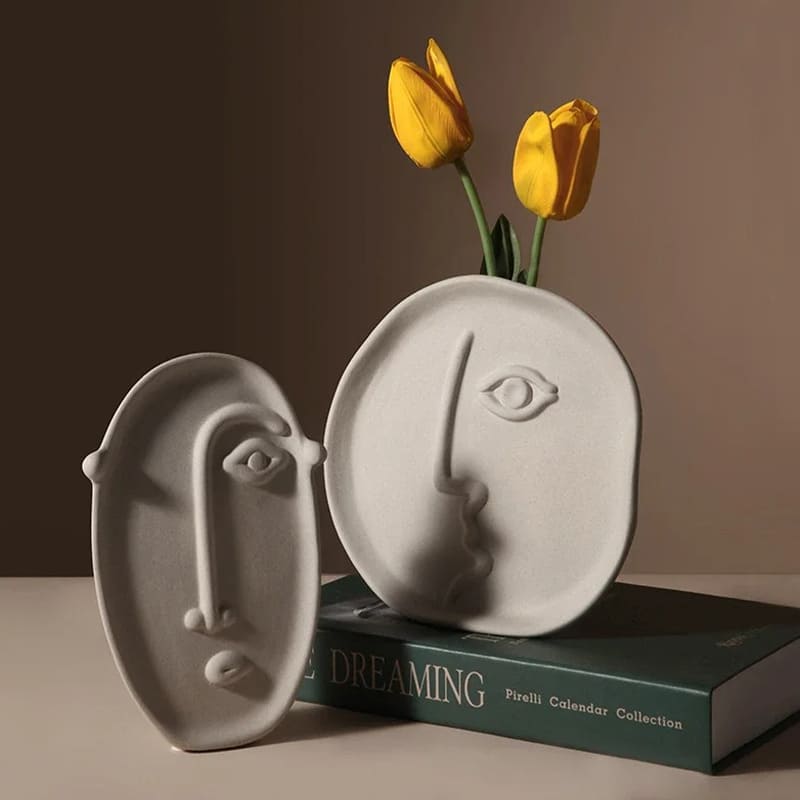 Vase Visage Abstrait Céramique
