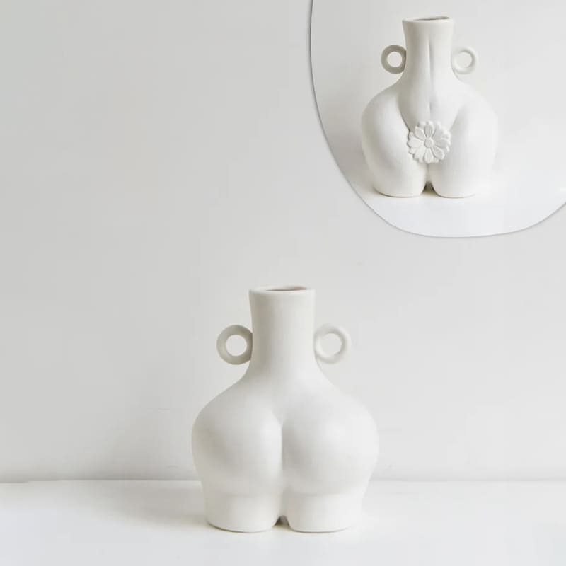 Vase en Forme de Fesses Blanc 14cm