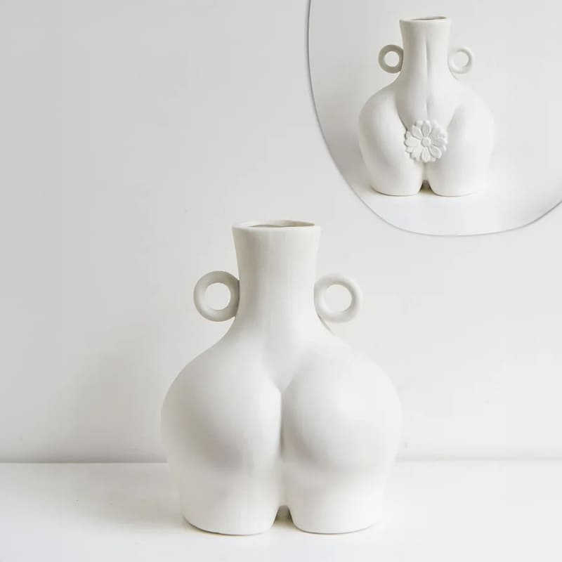 Vase en Forme de Fesses Blanc 19cm