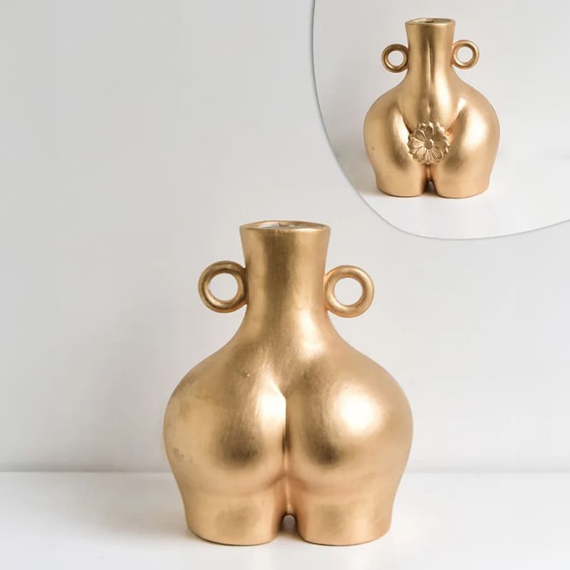 Vase en Forme de Fesses Doré 19cm