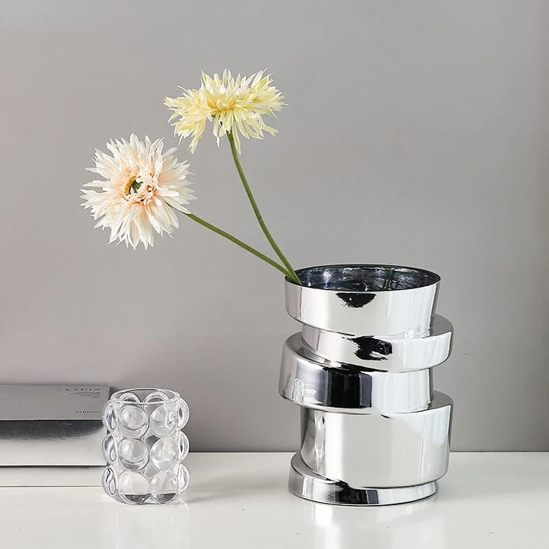 Vase en Verre Argenté Design