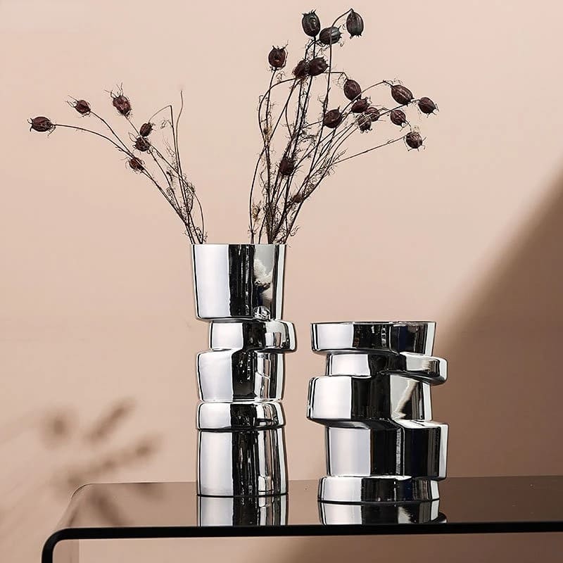 Vase en Verre Argenté Fleur