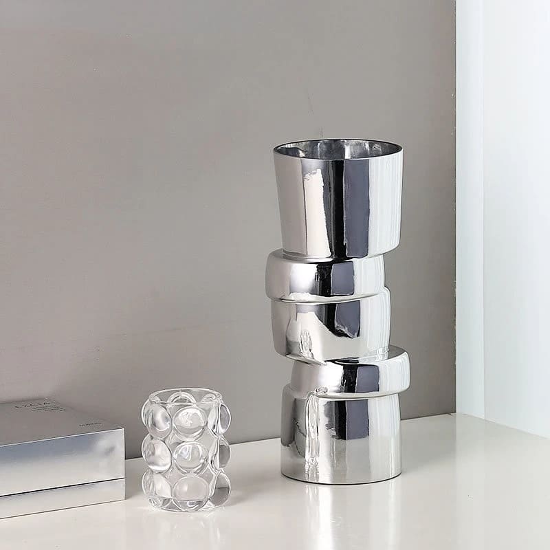 Vase en Verre Argenté Moderne