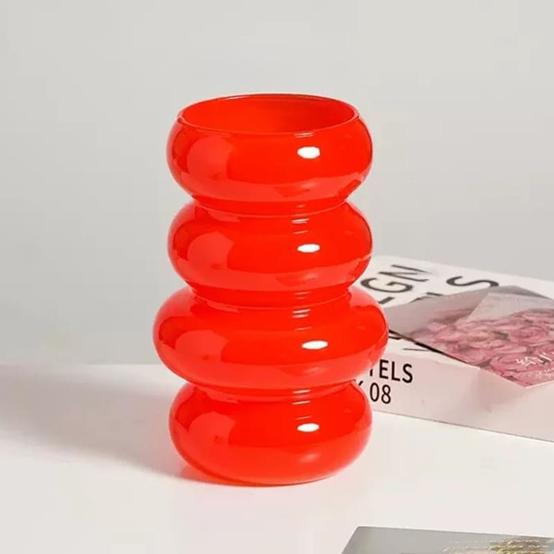 Vase en Verre Design Rouge