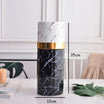 Vase Long Rectangle Effet Marbre Dore-Gris-20x9x30cm