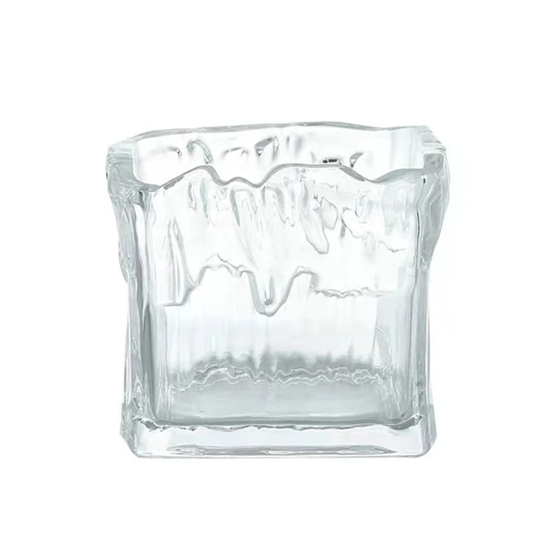 Petit Vase Carré en Verre Transparent 12.5cm