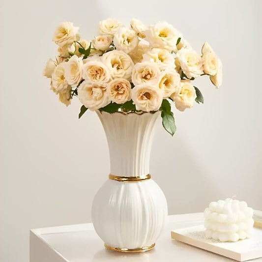 Vase Blanc et Or Fleur