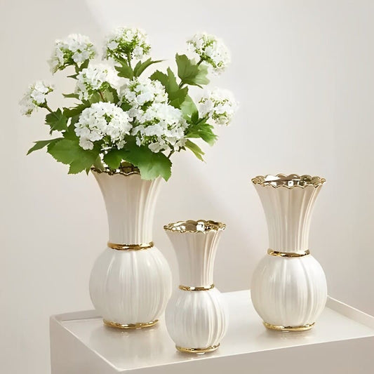 Vase Blanc et Or